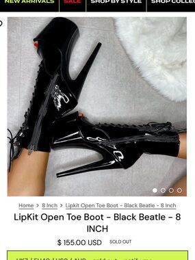 Hella Heels LipKit open toe boot- 8 Inch